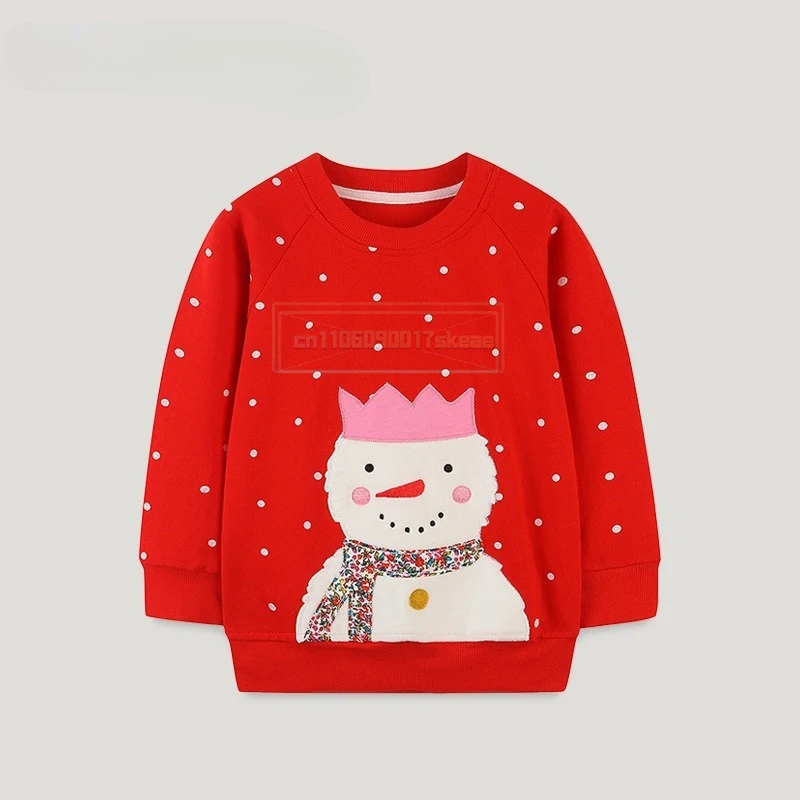 

Children's Clothing Baby Girls Cotton Cartoon Christmas Snow Man Sweatershirts Tops Kids Clothes