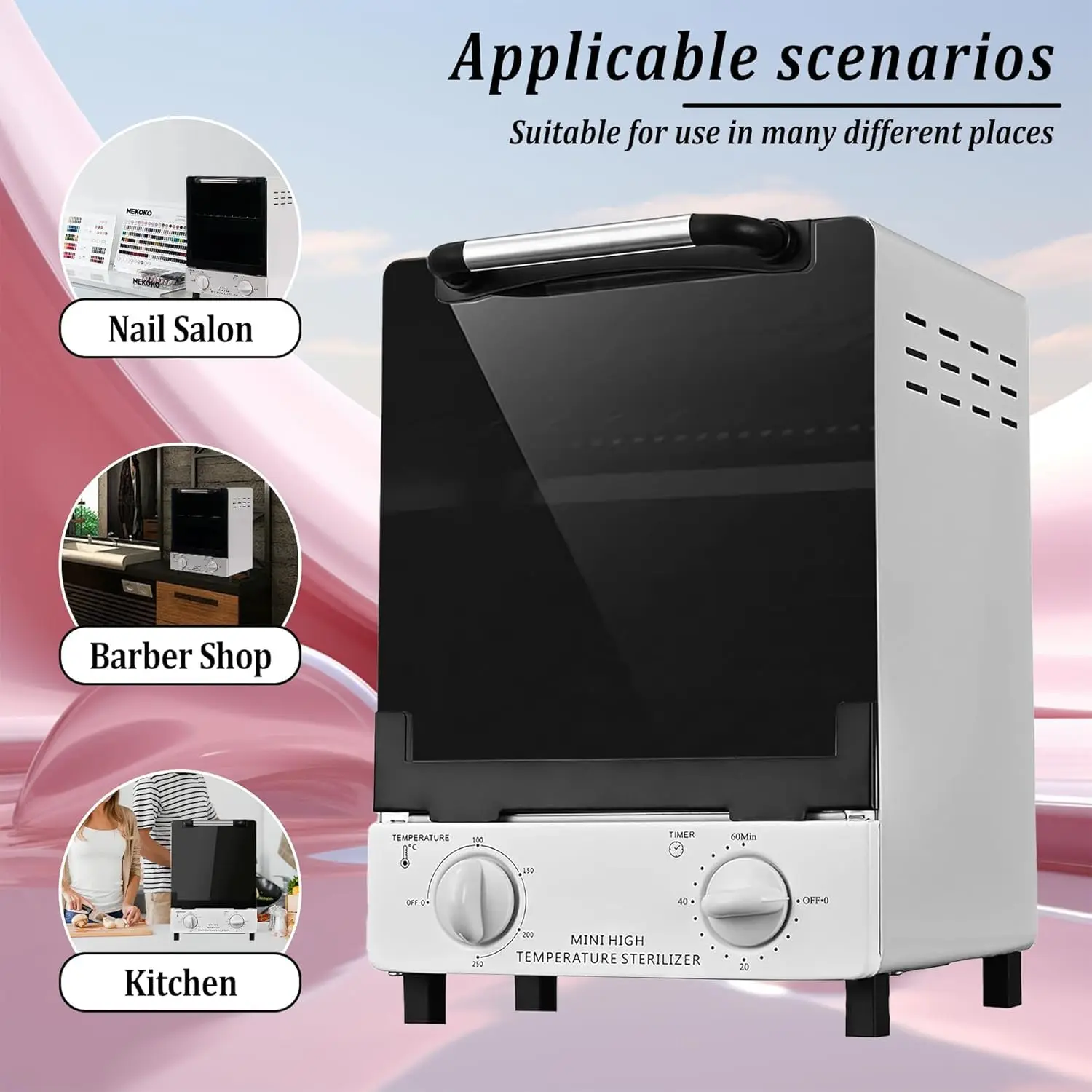 LINMANDA Caja de limpieza de alta temperatura, máquina esterilizadora de herramientas para uñas de gran capacidad, gabinete desinfectante para peluquero, caja para herramientas de belleza