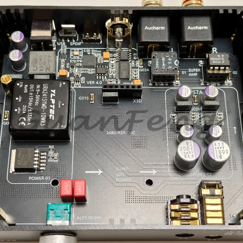Upgraded R2R V4.0 Decoder RCA/3.5/4.4 Output Supports Coaxial / USB Input with Volume Adjustment CNC Case PCM 24bit
