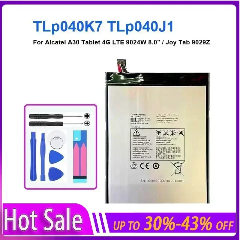 

Laptop Battery 4080mAh For Alcatel A30 Tablet 4G LTE 9024W 8.0" / Joy Tab 9029Z TLp040K7 TLp040J1 batteries + fast shipping