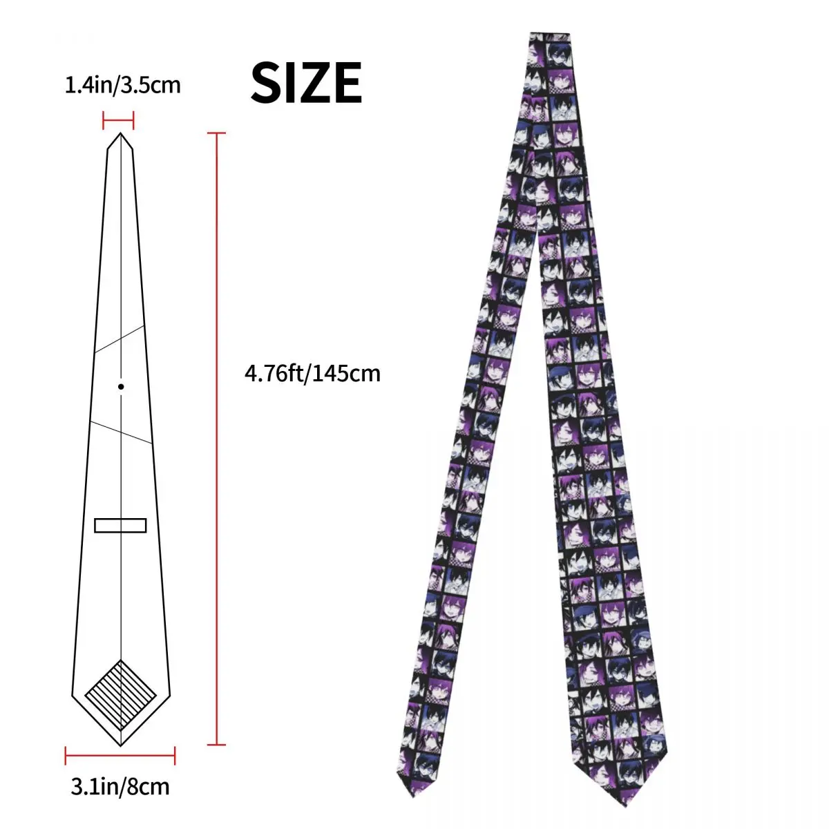 Shuichi Saihara And Kokichi Neckties Men Women Polyester 8 cm Manga Danganronpa Neck Ties Mens Skinny Wide Accessories Gravatas