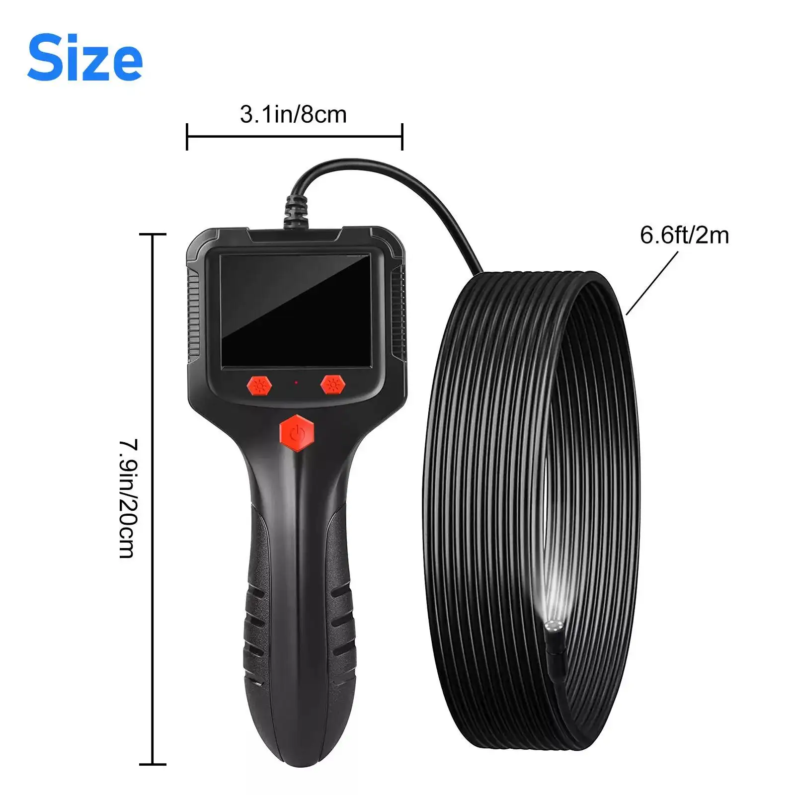 2.4 Inch IPS Screen Endoscope Camera 1080P 8mm Lens, IP67 Waterproof Handheld Borescope with 6 LED Lights & 2600mAh Battery