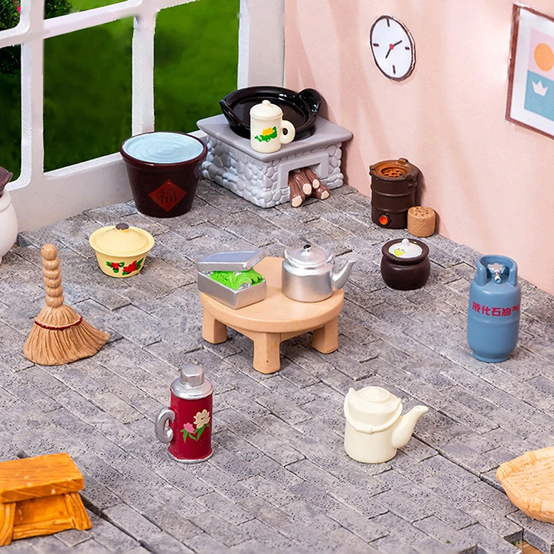 1 قطعة دمية صغيرة موقد الفحم غلاية خزان الغاز نموذج لوازم المطبخ دمى أثاث منزلي اكسسوارات الديكور