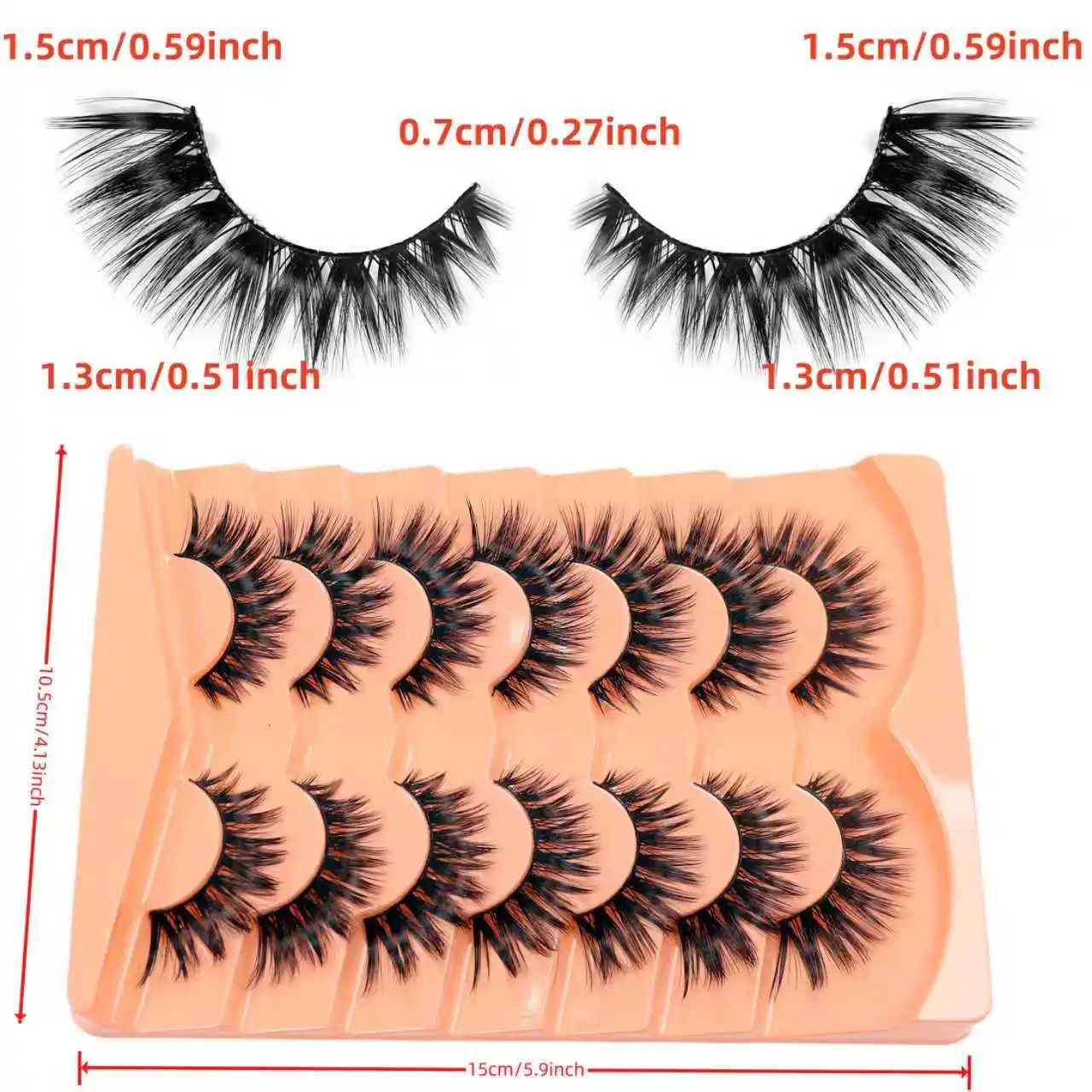 7 paires de faux cils œil de chat, faux cils naturels et réalistes, épais et moelleux, recourbés et bouclés