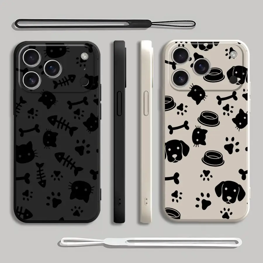 Funda de teléfono con estampado de pata de perro y gato para Apple iPhone 17 Pro Max 16 Air XS XR 7 8 12 Plus 13 Mini 15 11