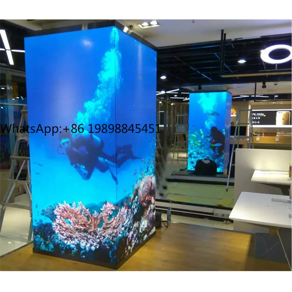 

Custom Right Angle LED Display Indoor Advertising Seamless 90 Degree Right Angle Column LED Display