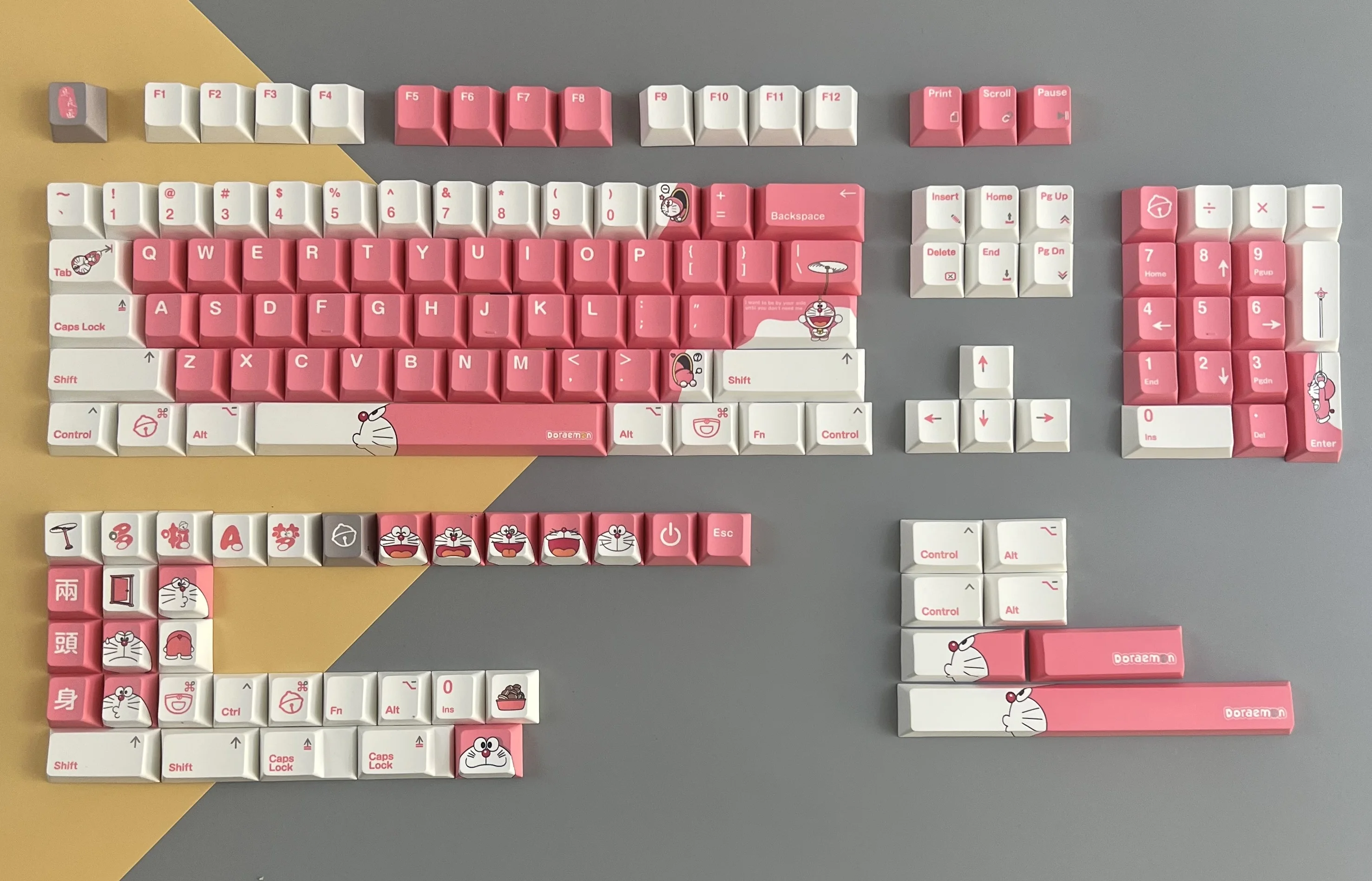 Keyboard mekanik kunci 144 tombol Pink Anime PBT Keycap Cherry profil untuk 61/6878/87/100/104/108