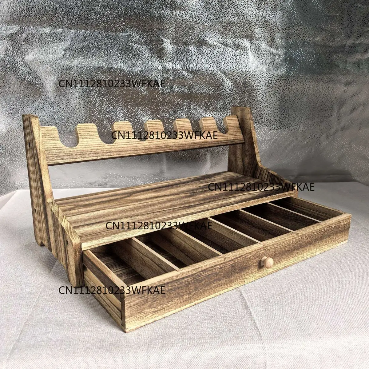 Solid wood pistol storage rack, multi-compartment gun cabinet, accessory pistol holder, drawer-style desktop organizer