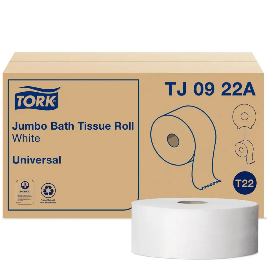 Rolka papieru toaletowego Jumbo biała T22 2-warstwowa, 12 x 1000 i podwójny dozownik papieru toaletowego Jumbo Smoke T22