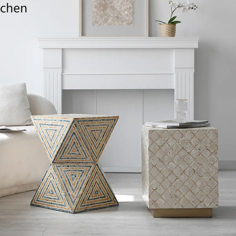 CZ French Style Shell Edge Table High-End Sofa Corner Table Balcony Coffee Table Bedside