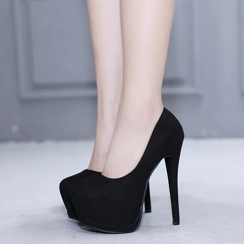 2024 Summer Women Fetish 15cm High Stiletto Heels 5cm Platform Pumps Soft Leather Suede Red Bottom Party Prom Nightclub Shoes