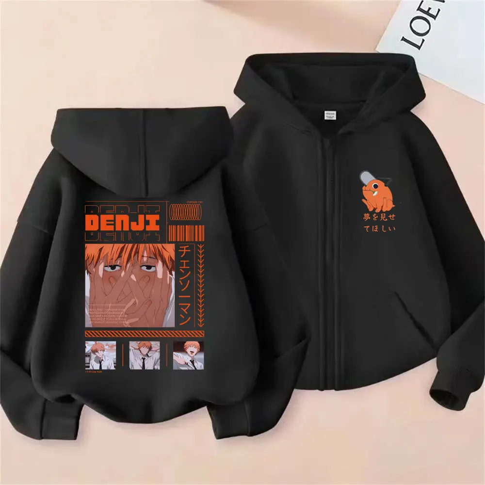 

Anime Chainsaw Man Zipper Hoodie Cartoon Denji Pochita Funny Graphic Zip Up Sweatshirt Men Women Manga Casual Oversized Jacket