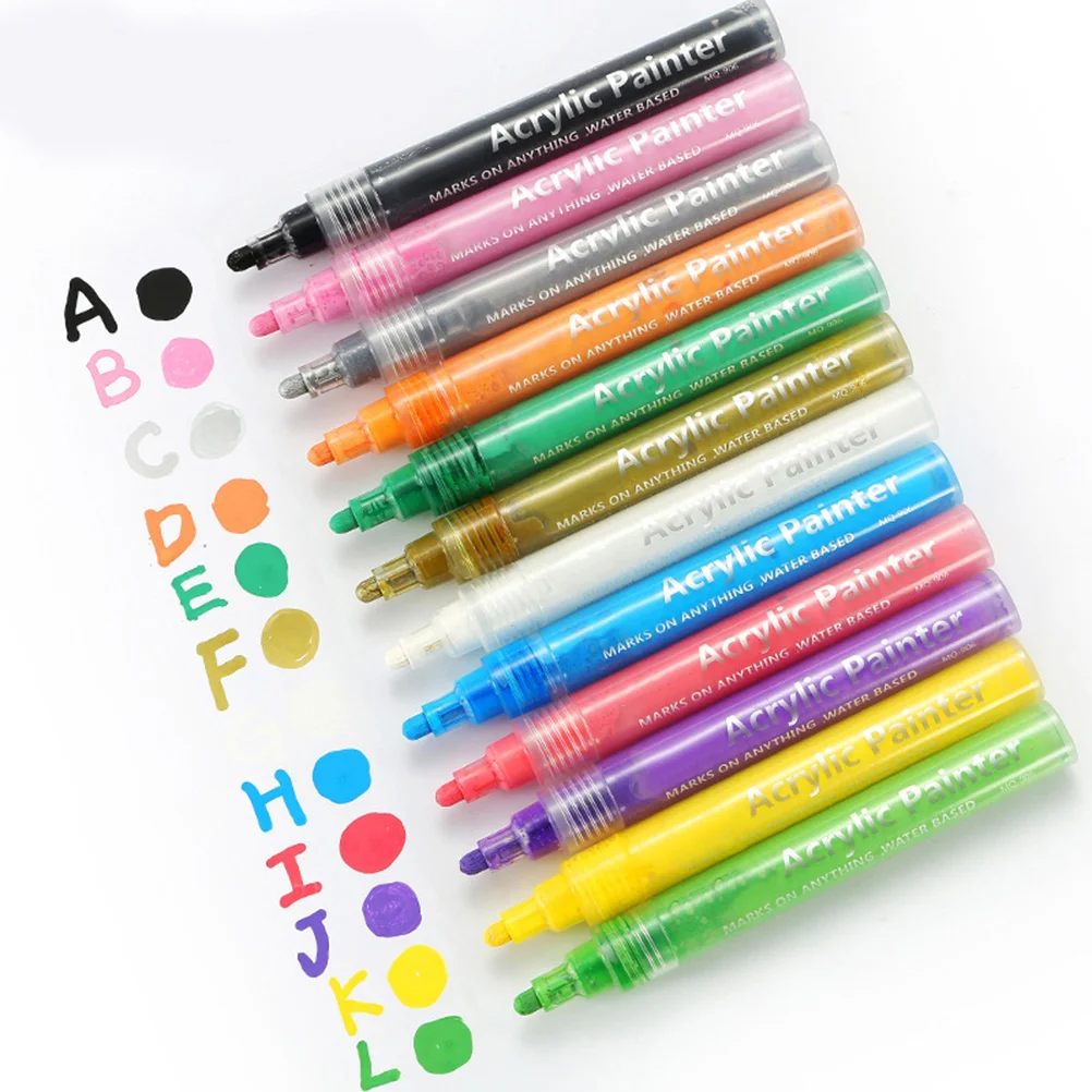 

Acrylic Paint Marker Pens Water Based Waterproof Smooth Writing for DIY Art on Glass Ceramic Paper Plastic Metal Gift