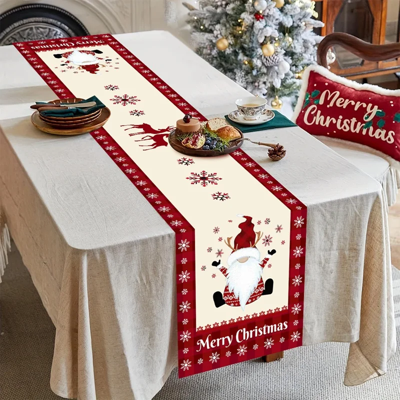 Frohe Weihnachten, Weihnachtsmann, Tischläufer, Weihnachtsdekoration für Zuhause, 2025, Winterurlaub, Küche, Esstisch, Dekoration, Navidad-Geschenke – Detail 4