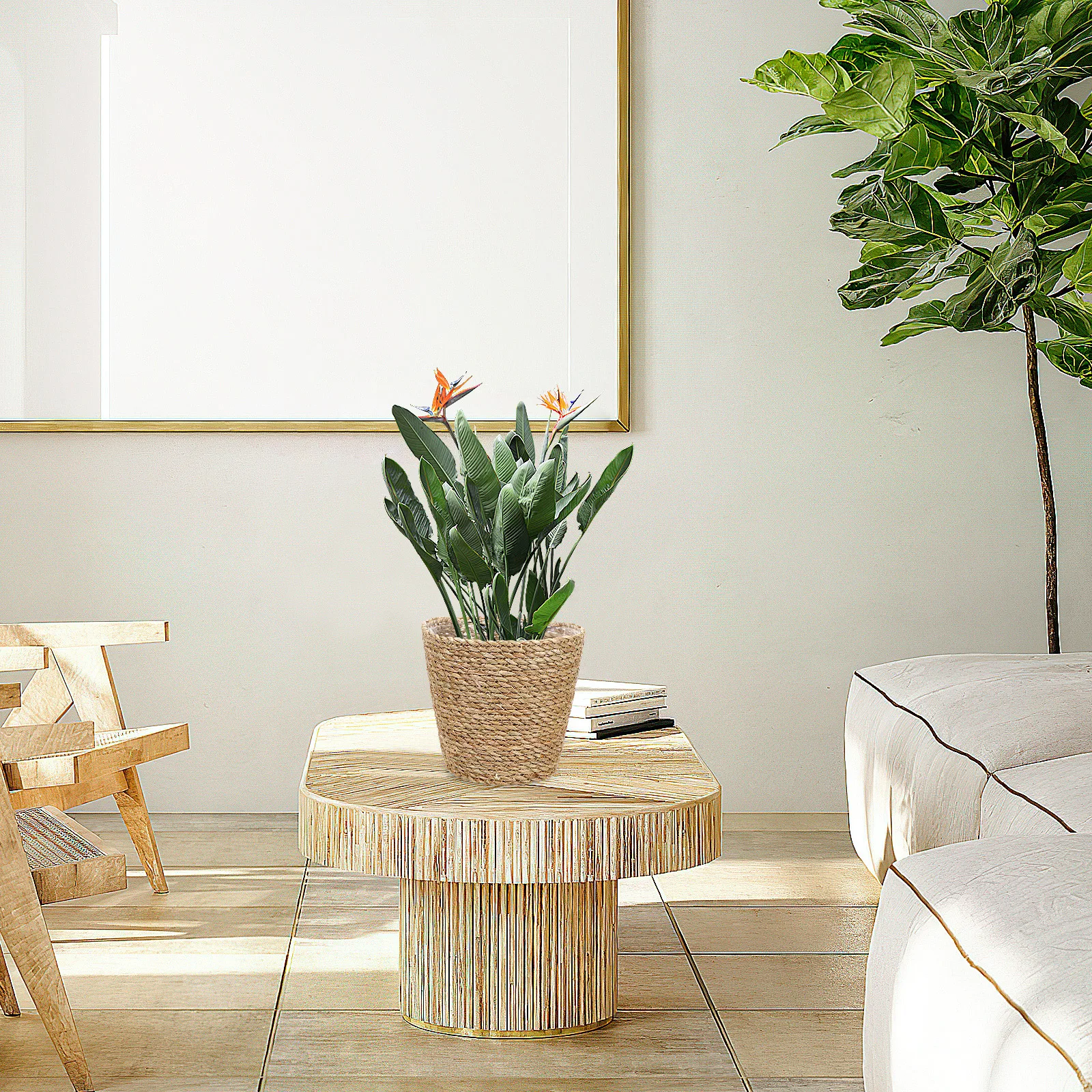 Woven Flower Pot Large Durable Plant Basket for Indoor Home Tree Planter Rustic Straw Weaving Storage Container