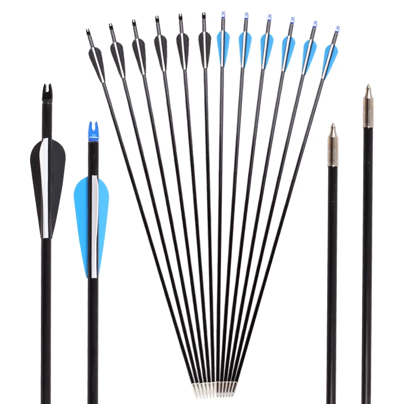 12 Packs Arrows for Recurve Bow - 8MM - 31 Inch Practice Fiberglass Arrow Archery Hunting Target Arrow for Beginner Shooting