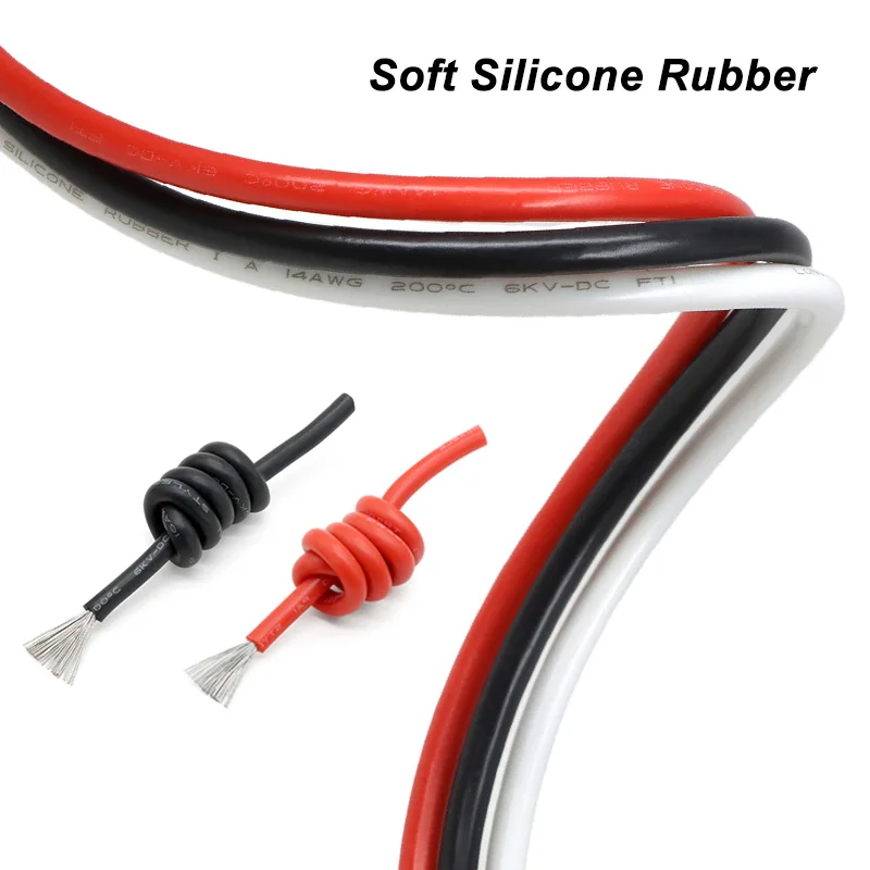 3239 Soft Silicone Wire 22AWG 20AWG 18AWG 16AWG 14AWG High Temperature Resistant 200℃ 6KV-DC High-voltage Wire Red/Black/White
