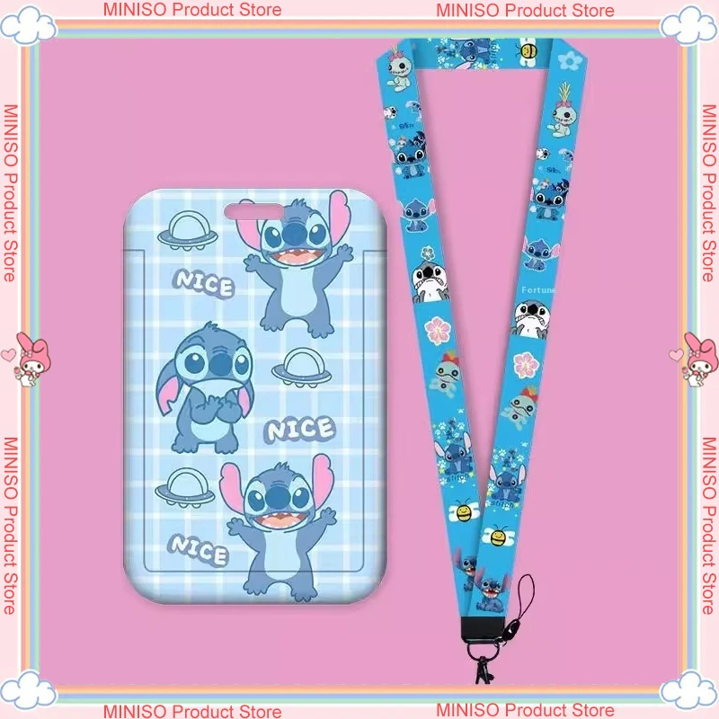 

Creative Cute High Beauty Stitch Children'S Card Cover With Long Rope Hanging Neck Anti Loss Student Access Card Protective