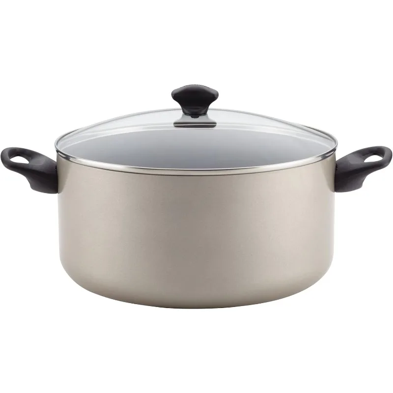 Promotional Cookware Aluminum Nonstick Covered Stockpot, 10.5-Quart, Champagne Silver