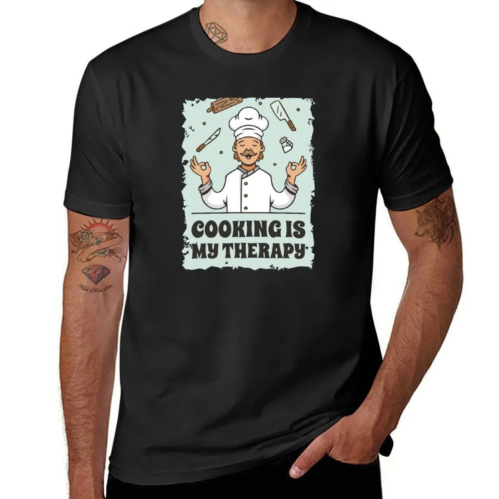 

Cooking is my therapy T-Shirt heavyweights tops graphics animal prinfor boys fitted t shirts for men