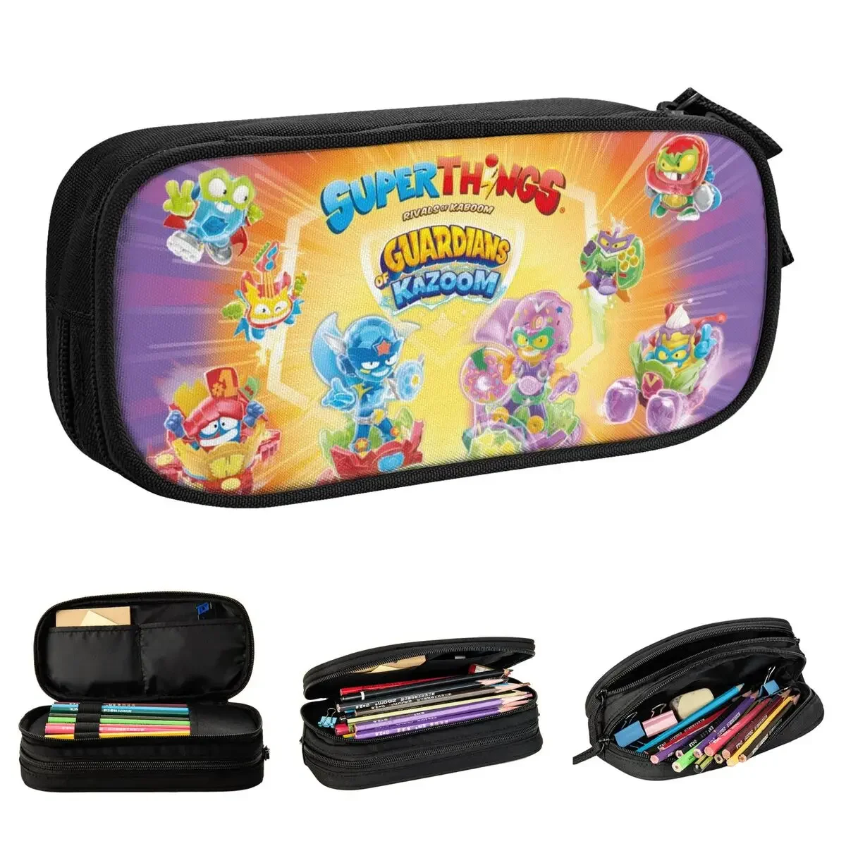 

Large Capacity Pencil Pouch Superthings Guardians Of Kaboom School Accessories Double Layer Pencil Bag Girl Make Up Bag