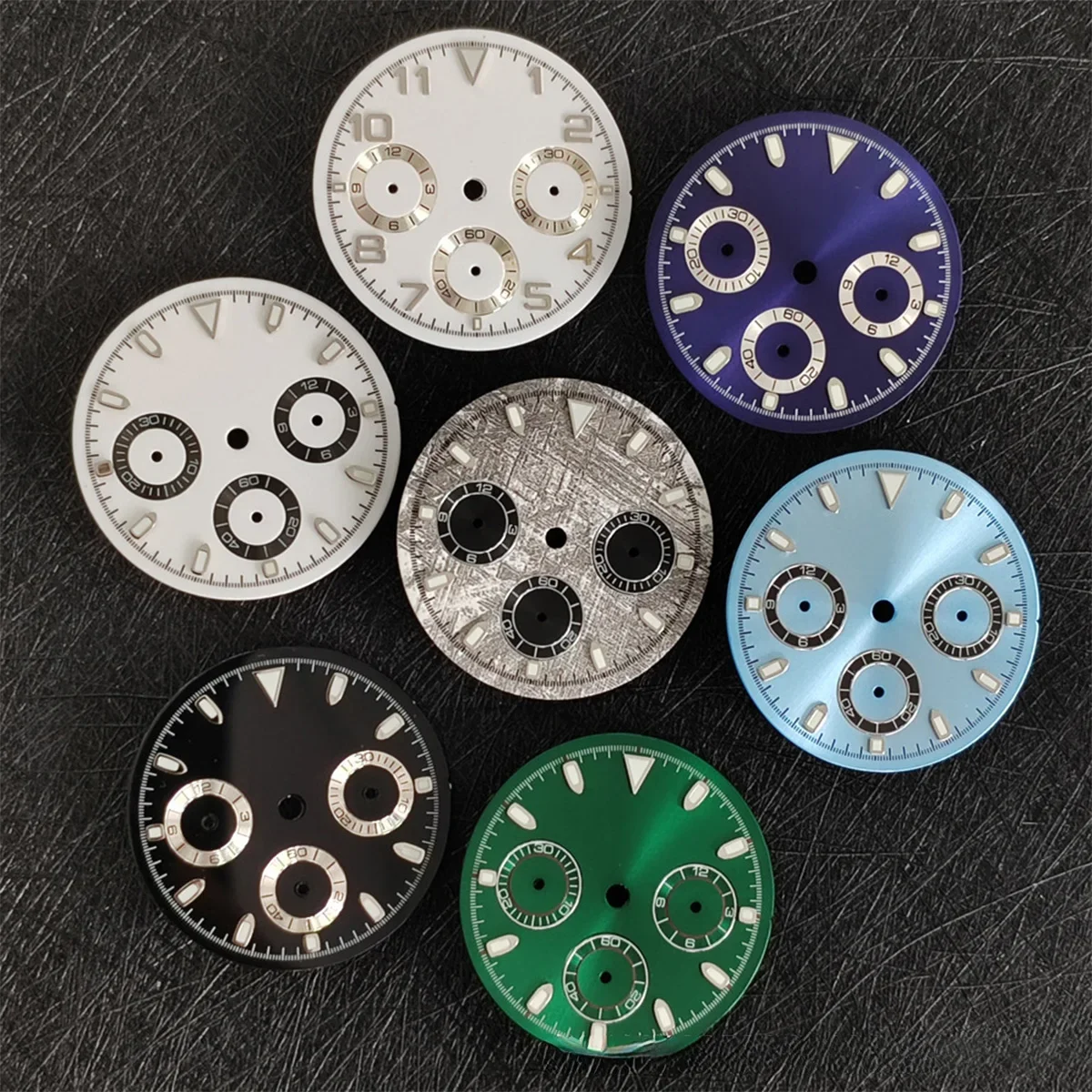 40 มม.VK63 เงินนาฬิกาสีดําเงินแทรกเคลือบแก้วสําหรับVK63 ควอตซ์Chronograph Movementสร้อยข้อมือเหล็กยึด