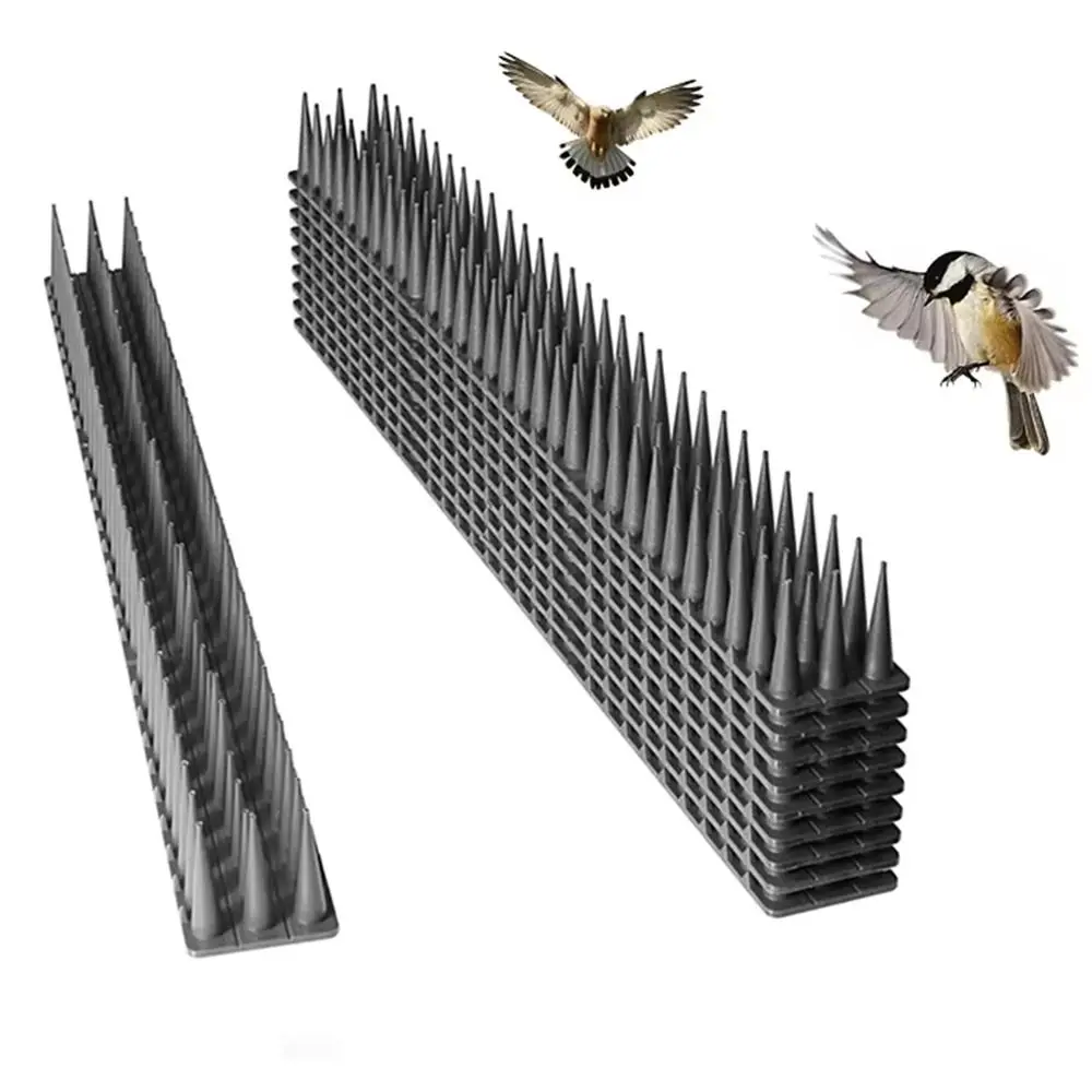 

8/12pcs Anti Climb Bird Scarer Repeller Waterproof Rectangle Pigeon Deterrent Spikes Long Lasting Black Bird Defender Spikes