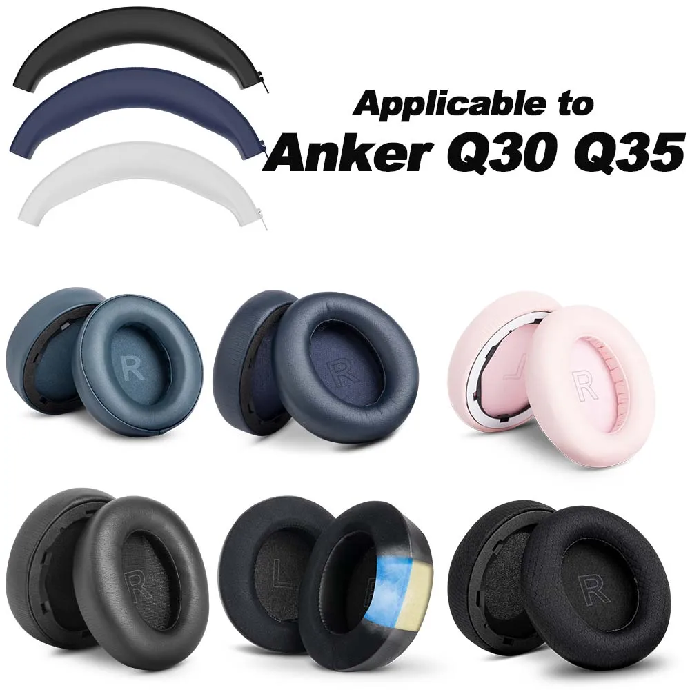Earphone Pads for Anker Soundcore Life Q30 Q35 Replacement Pink Earpads Headphones Earmuffs Mesh Memory Covers Sponge Protein - view 2