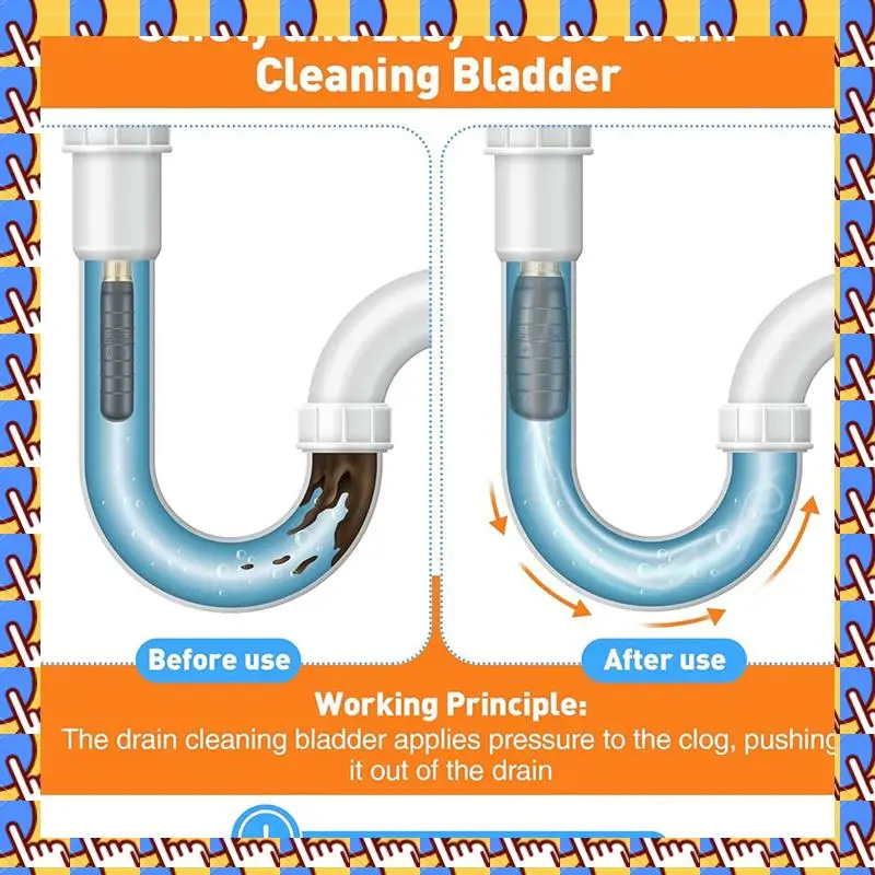 

Комплект дренажного пузыря A79I, 3 шт. Дренажные чистящие пузыри подходят для дренажных труб от 1 до 6, очищает стойкие засорения в основном сливе и канализации