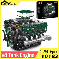 2025 New V8 Tank Engine Building Blocks Kit -2250PCS Mechanical Model Brick with Working Pistons,Gift for Adult Engineering Fans