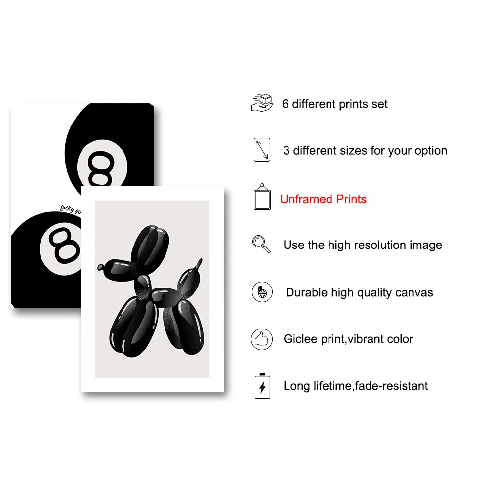 مجموعة من 6 أقواس بيضاء سوداء غير مؤطرة ديسكو الكرة Preppy الفن العصرية المشارك Coquette جرلي غرفة ديكور غير تقليدي اللوحة قماش طباعة #4