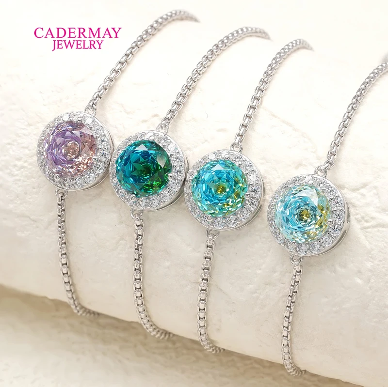 

925 Silver Love Bracelet Multicolor Gemstones 8mm Round CZ Halo Bracelet Heart Bracelet Fine Jewellery Gifts for Women & Girls