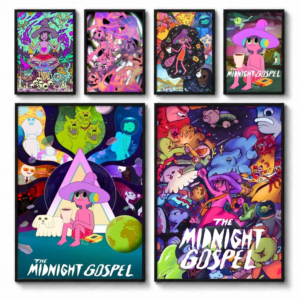 Anime T-The Midnight Gospel Poster Self-adhesive Art Waterproof Paper Sticker Coffee House Bar Room Wall Decor