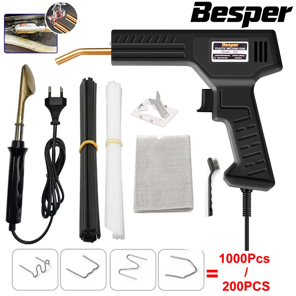 50W Plastic Welder 1000-200PCS Hot Stapler Plastic Repair Kit, Plastic Bumper Soldering Iron 2-in-1 For Car Bumper Crack Repair