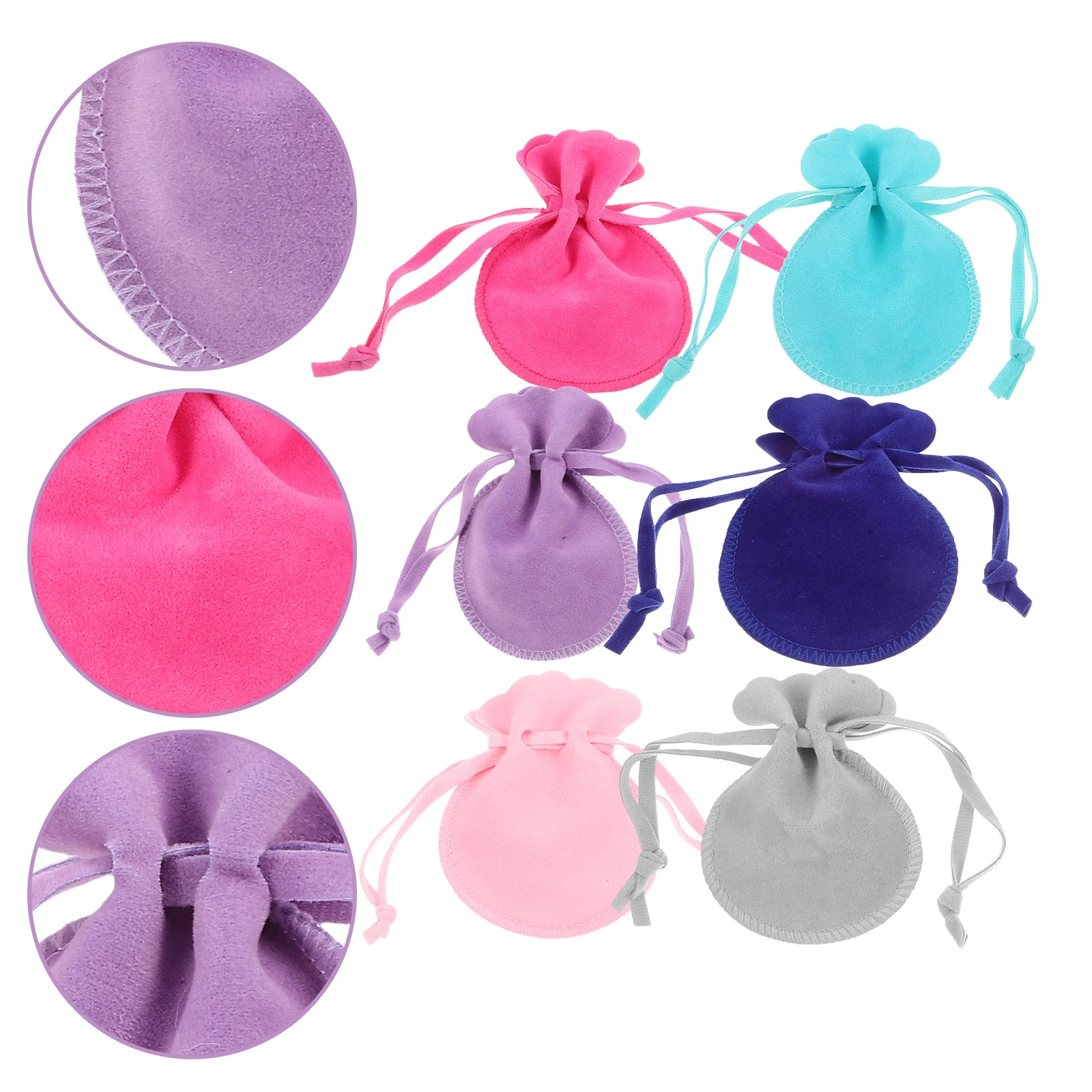 

6Pcs Jewelry Bags Drawstring Small Gift Pouches Soft Fabric Storage Organizer Party Favor Treat Bags Jewelry Pouches