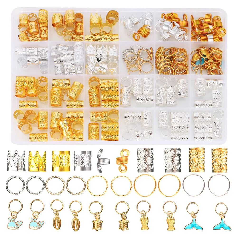 

200 шт. колец-шармов для волос, украшений для дредов, портативные гибкие аксессуары из сплава для плетения и декора