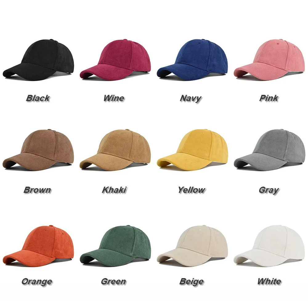 olid Suede Retro Baseball Caps For Men Women Spring Autumn Street Snapback Hip Hop Hat Adjustable Faux Fur Sunscreen Visor Cap - Image 1