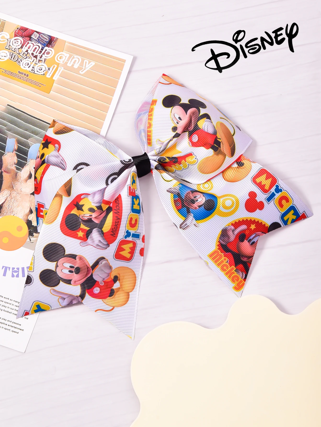 

1 webbing digital print cartoon big bow hair clip, school season graduation season dress, cheerleading dress supplies