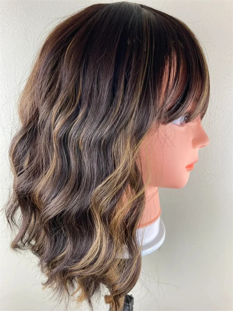 

Синтетический парик с челкой и швейцарским кружевом, большой и маленький размер, светлый, темно-медовый, коричневый, термостойкий, для женщин