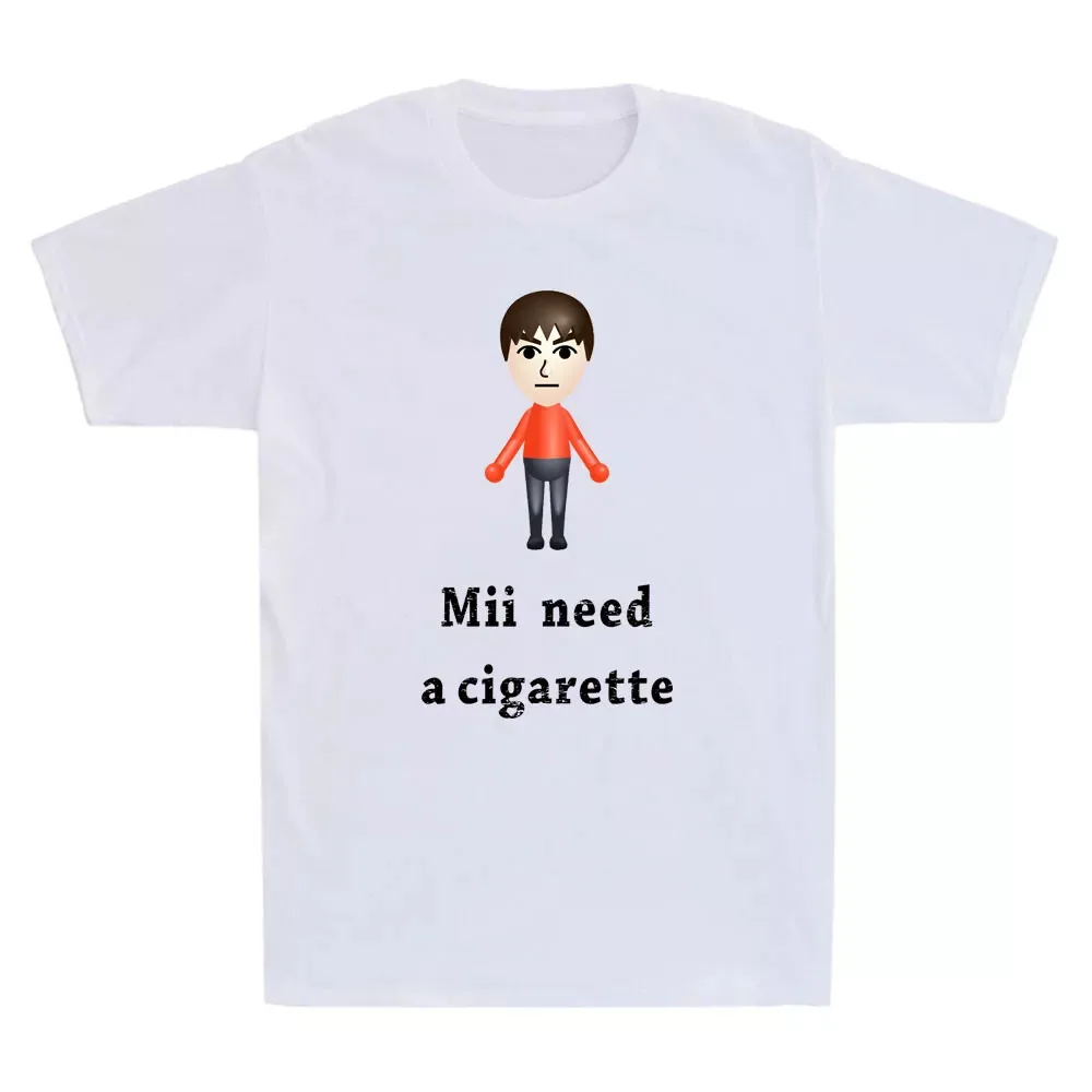 Mii necesita un cigarrillo, divertidos personajes de dibujos animados, cita de Humor, camiseta Vintage para hombre