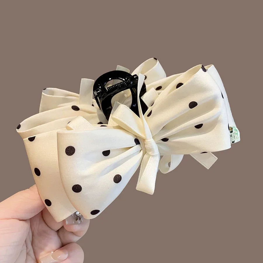 

Fashion Korean Japanese Style Shark Hair Clip for Women Bow Polka Dot Decoration Lightweight Portable Versatile Cute