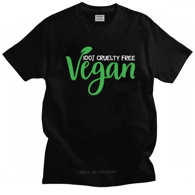 Camiseta fresca para hombre, camiseta vegana de manga corta de algodón suave a la moda, ropa de calle con cuello redondo, camiseta veganismo para derechos de animales
