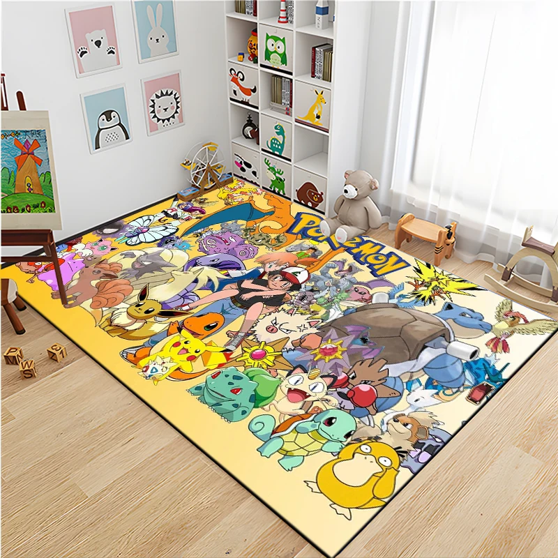 Pokemon Full Character Large Area Rug 3D Carpets Home for Living Rooms Kids Bedroom Sofa Doormat Decor Child Non-slip Floor Mats