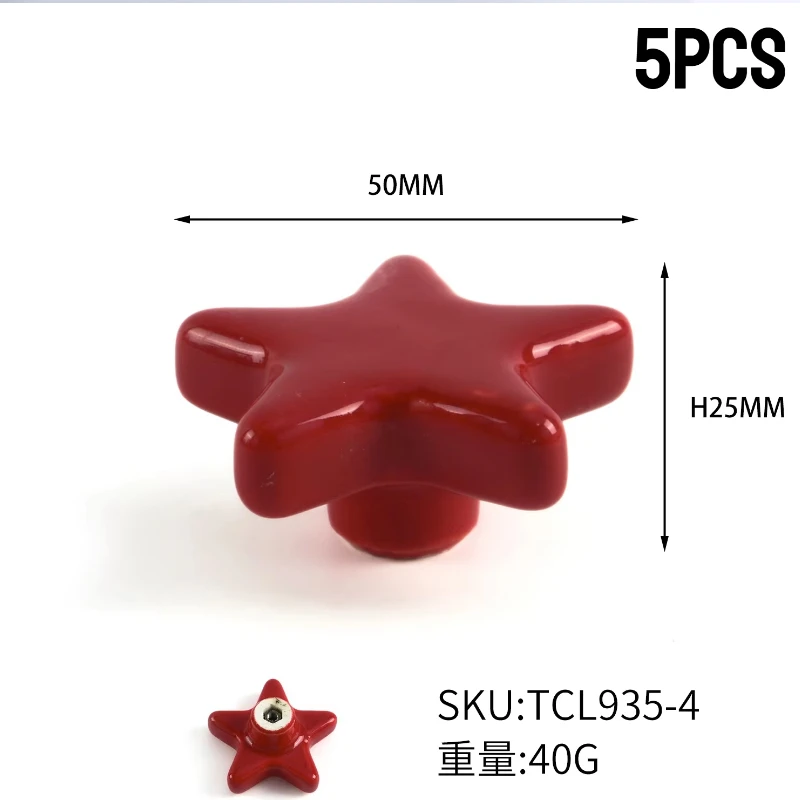 SHX Star Ceramic Cabinet Knobs Shape Drawer Pulls Kids Bedroom Wardrobe Cupboard Free M4 Screws Coffee shop bedroom kitchen