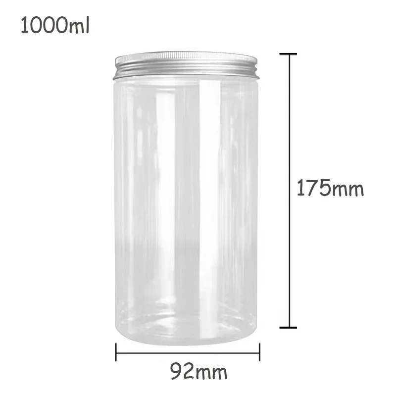 3Pcs 1000ml Empty Plastic Jar Clear Cosmetic Facial Cream Containers Food Candy Cookies Packaging Jars Kitchen Storage Bottle