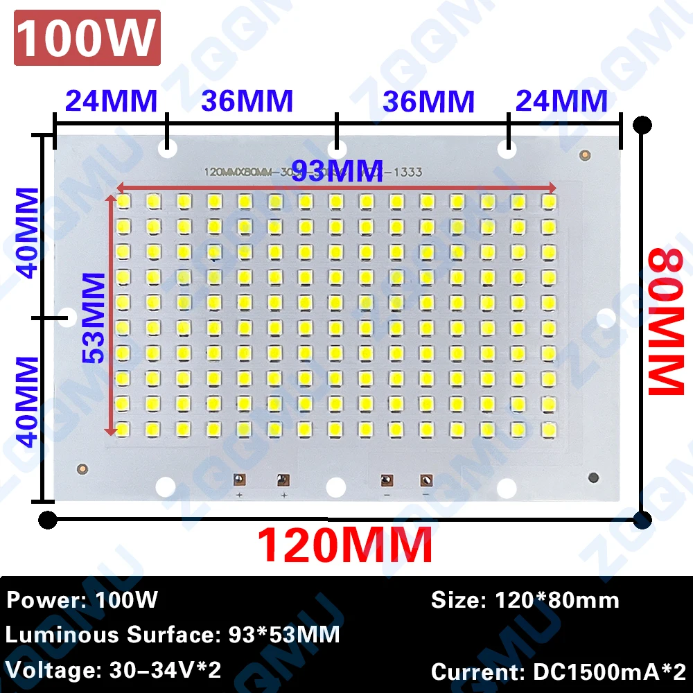 LED Beads Matrix Spotlight 20W 30W 50W 100W 150W Led Chip Solar Outdoor Light Accessories High Power Led Board Floodlights