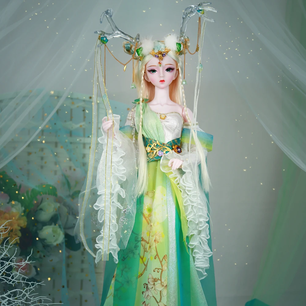 Dream Fairy 1/3 Doll BJD 62cm green fairy Ball Jointed body deer image with Clothes Shoes Makeup for Girls