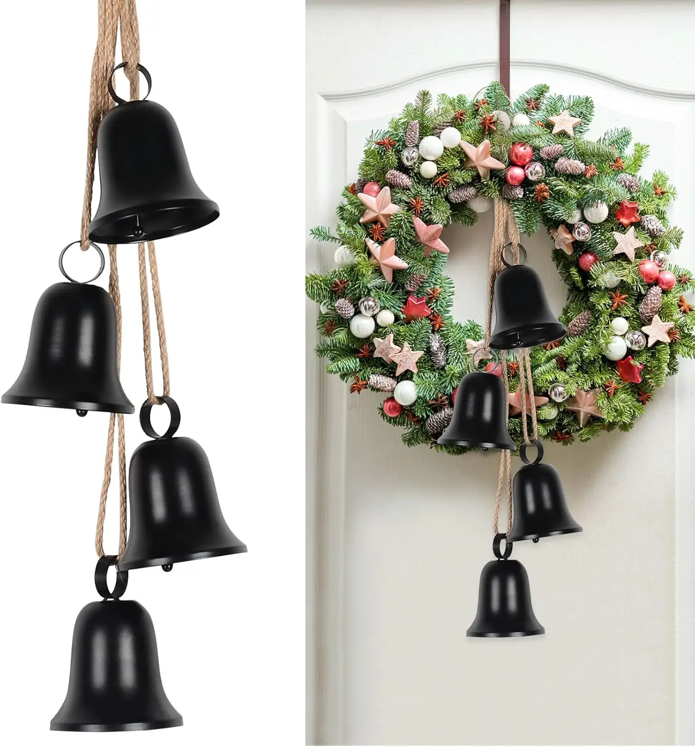 

Декоративные колокольчики, рождественские колокольчики, металлические колокольчики для внутреннего и наружного применения, набор из 4 гармоничных колокольчиков, винтажная ручная работа