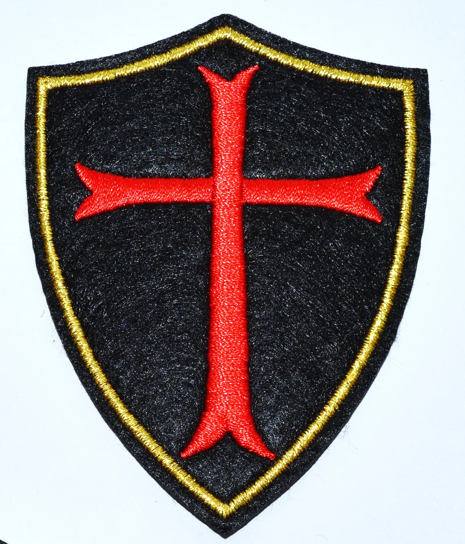 NEW Knights Templar Shield RED Cross Black Embroidery Iron On patch Free Shipping