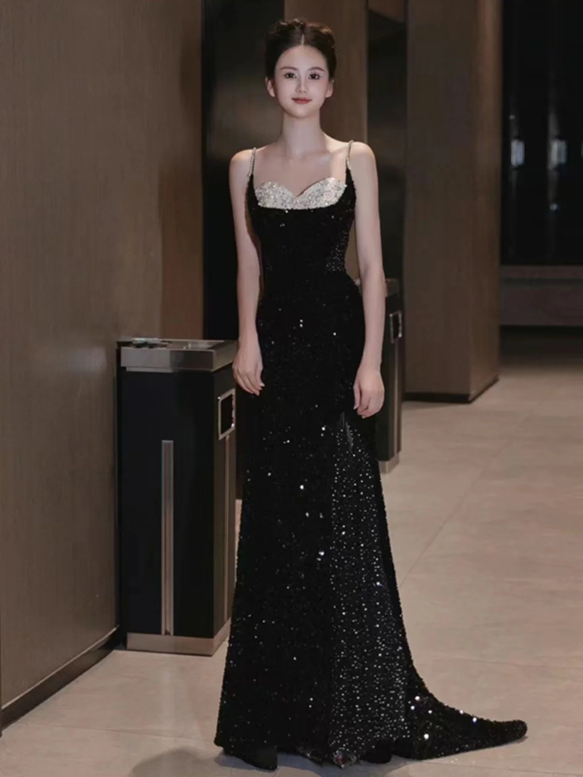 

Ele Bla Sequin Strapl Evening Dr Long Ball Gown for Women Glittering Par Dr Celebri Sle Faionable 2023